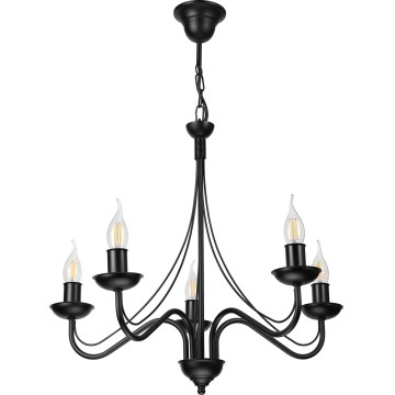 Lustre à chaîne ANTON 5xE14/15W/230V noir