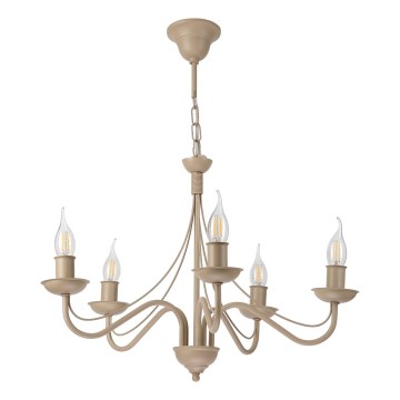Lustre à chaîne ANTON 5xE14/60W/230V beige