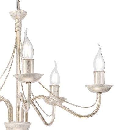 Lustre à chaîne ANTON 5xE14/60W/230V, patine blanche