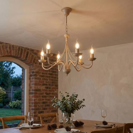 Lustre à chaîne ANTON 6xE14/60W/230V beige