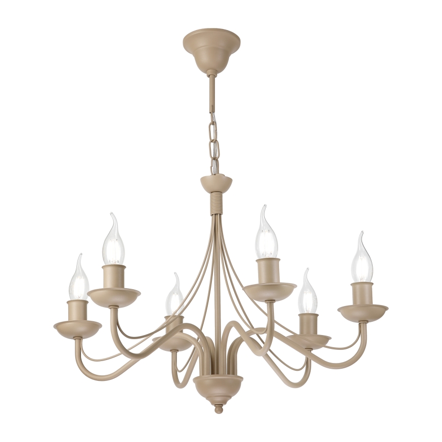 Lustre à chaîne ANTON 6xE14/60W/230V beige