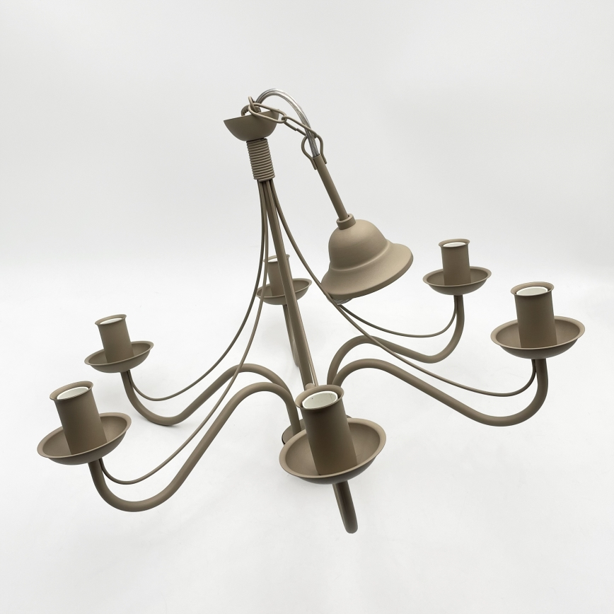 Lustre à chaîne ANTON 6xE14/60W/230V beige