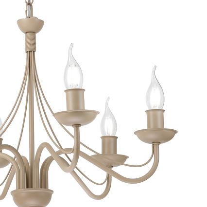 Lustre à chaîne ANTON 6xE14/60W/230V beige