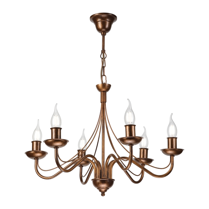Lustre à chaîne ANTON 6xE14/60W/230V, finition bronze