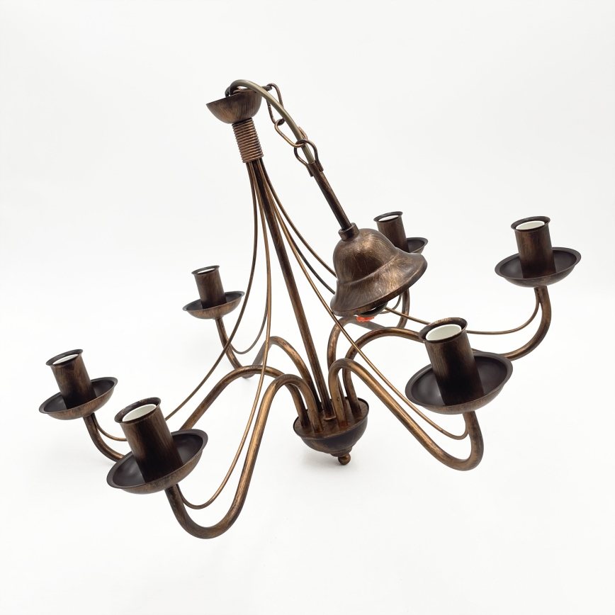 Lustre à chaîne ANTON 6xE14/60W/230V, finition bronze