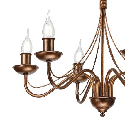 Lustre à chaîne ANTON 6xE14/60W/230V, finition bronze