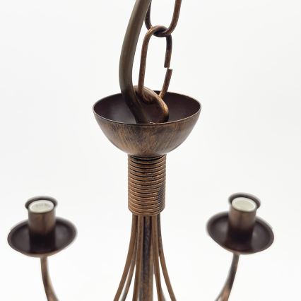 Lustre à chaîne ANTON 6xE14/60W/230V, finition bronze