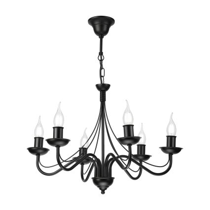 Lustre à chaîne ANTON 6xE14/60W/230V noir