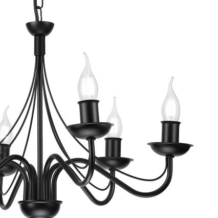 Lustre à chaîne ANTON 6xE14/60W/230V noir