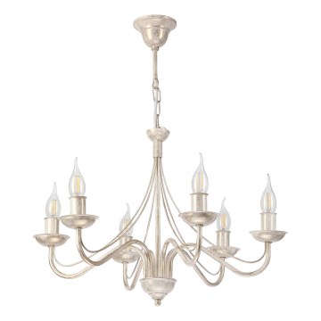 Lustre à chaîne ANTON 6xE14/60W/230V patine blanche
