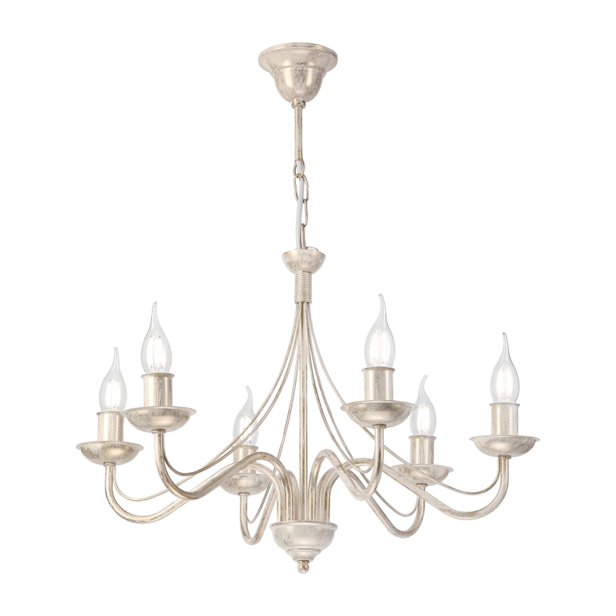 Lustre à chaîne ANTON 6xE14/60W/230V patine blanche