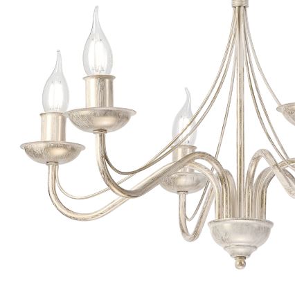 Lustre à chaîne ANTON 6xE14/60W/230V patine blanche