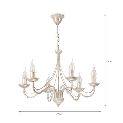 Lustre à chaîne ANTON 6xE14/60W/230V patine blanche