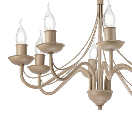 Lustre à chaîne ANTON 8xE14/60W/230V beige