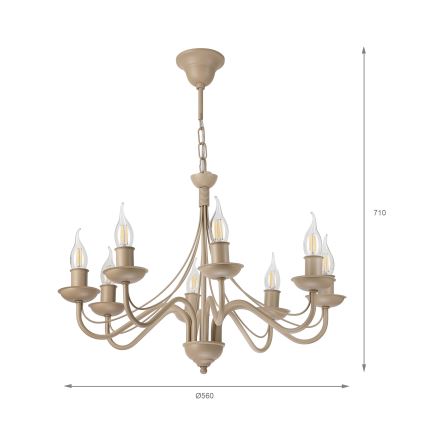 Lustre à chaîne ANTON 8xE14/60W/230V beige