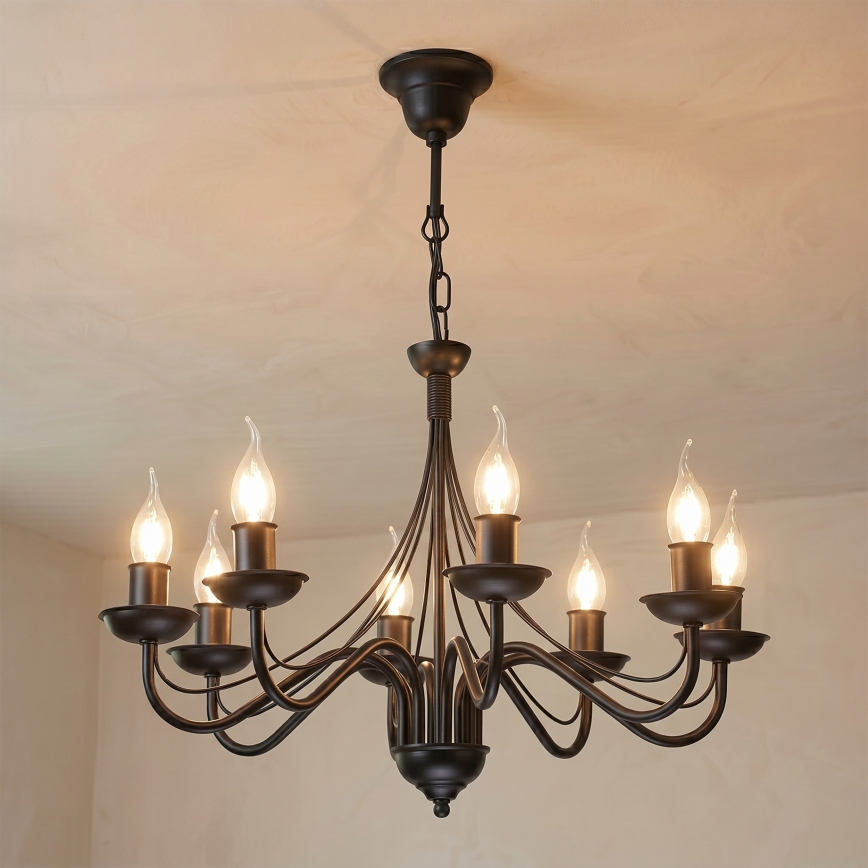 Lustre à chaîne ANTON 8xE14/60W/230V noir