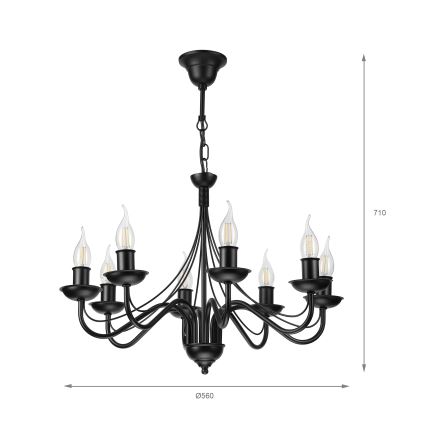 Lustre à chaîne ANTON 8xE14/60W/230V noir