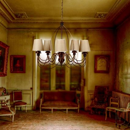 Lustre à chaîne CLASSIC 6xE14/40W/230V bronze/beige