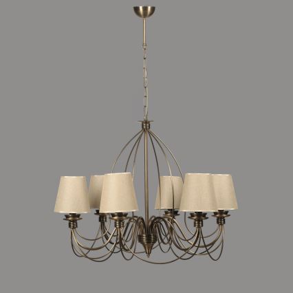 Lustre à chaîne CLASSIC 6xE14/40W/230V bronze/beige