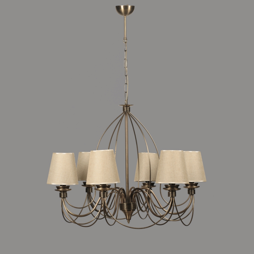 Lustre à chaîne CLASSIC 6xE14/40W/230V bronze/beige