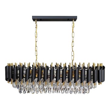 Lustre à chaîne CRISTAL 10xE14/10W/230V noir/doré
