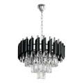 Lustre à chaîne CRISTAL 5xE14/10W/230V Ø 38 cm noir/chrome mat