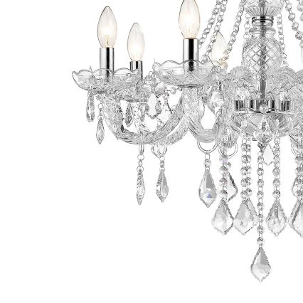Lustre à chaîne CRISTALLO 8xE14/60W/230V chrome brillant