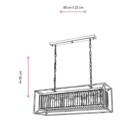 Lustre à chaîne CRYSTALLINE 4xE27/6W/230V, finition bronze