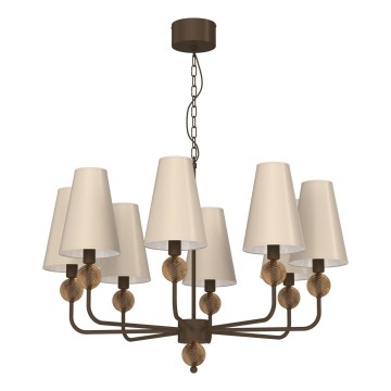 Lustre à chaîne GRENADA 8xE14/15W/230V beige