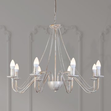 Lustre à chaîne MALBO 8xE14/10W/230V blanc/doré/patiné