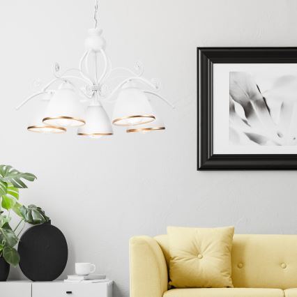Lustre à chaîne RETRO II 5xE27/60W/230V blanc