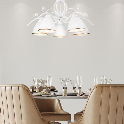 Lustre à chaîne RETRO II 5xE27/60W/230V blanc