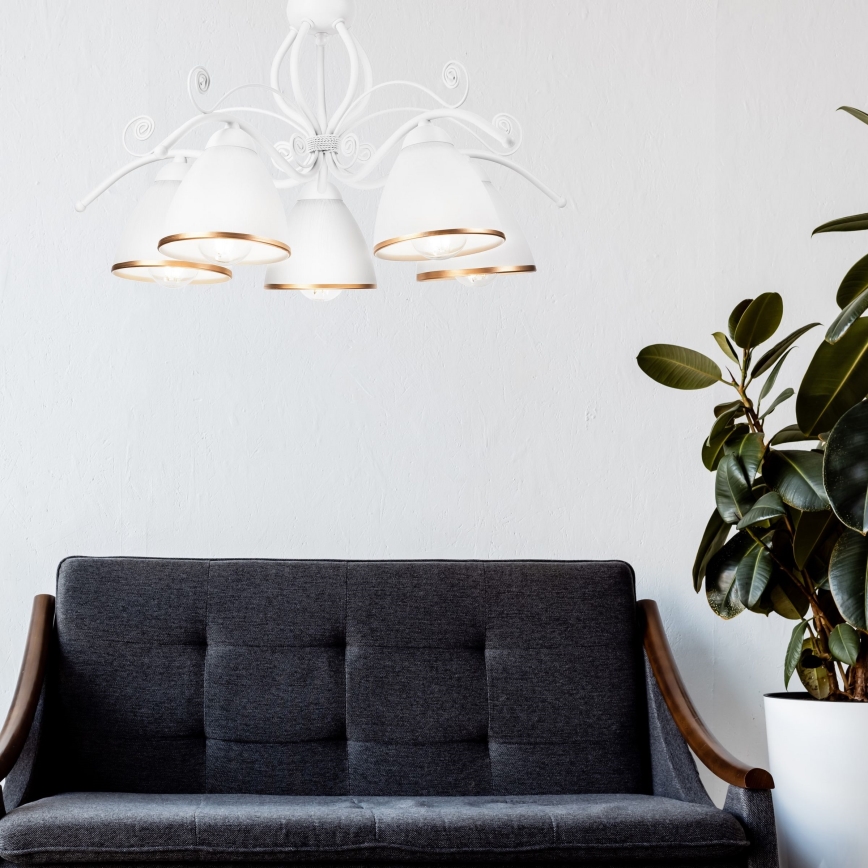 Lustre à chaîne RETRO II 5xE27/60W/230V blanc