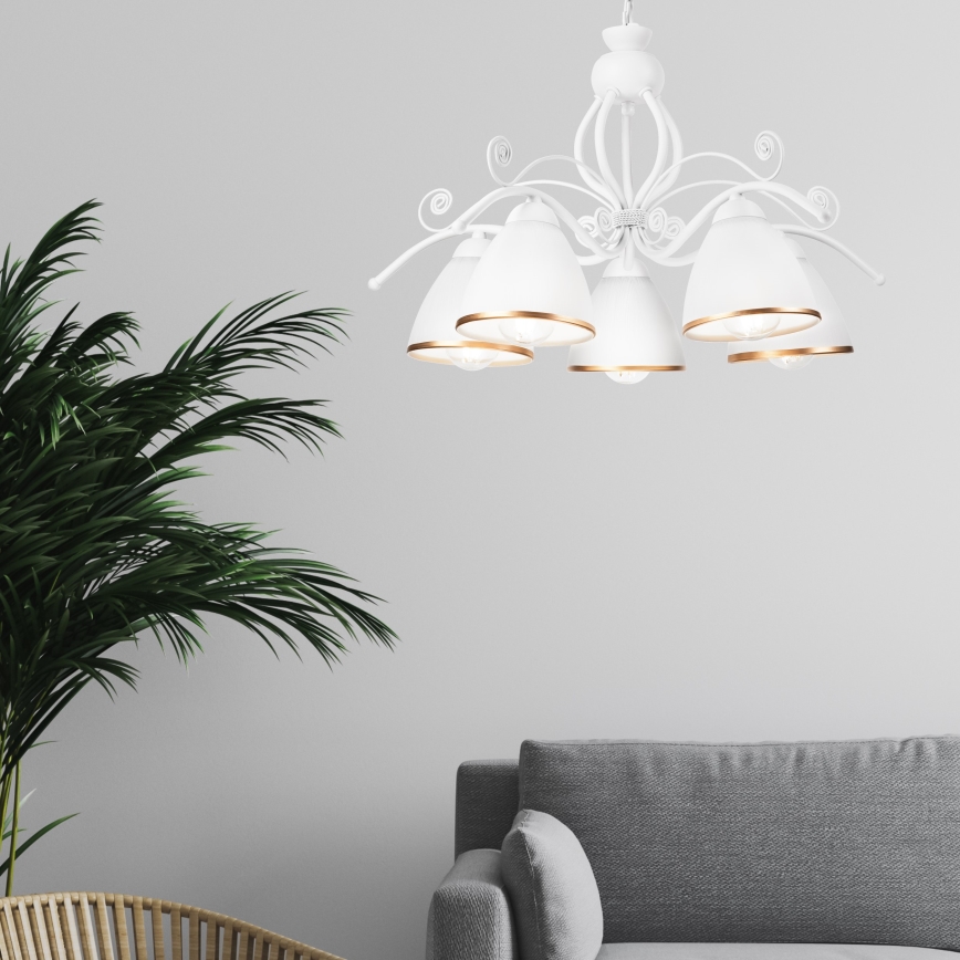 Lustre à chaîne RETRO II 5xE27/60W/230V blanc