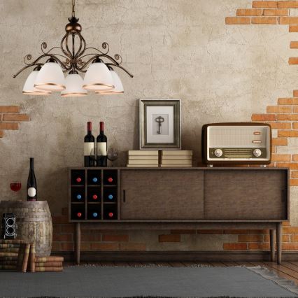 Lustre à chaîne RETRO II 5xE27/60W/230V, patine noire