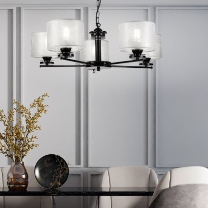 Lustre à chaîne ROSA 5xE27/60W/230V noir/gris