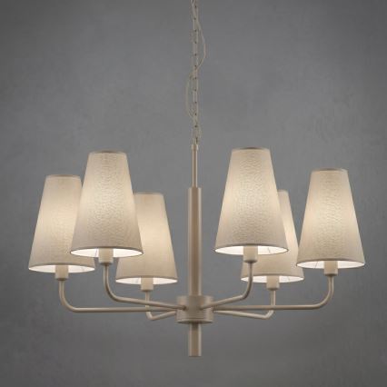 Lustre à chaîne TORTOLA 6xE14/15W/230V beige