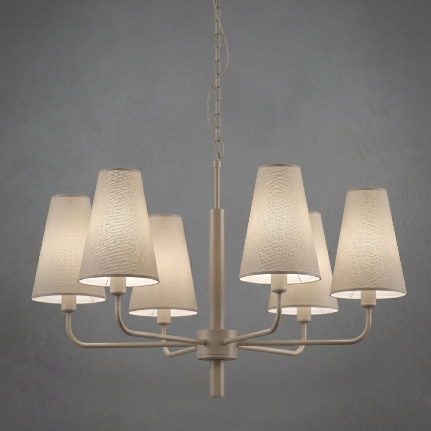 Lustre à chaîne TORTOLA 6xE14/15W/230V beige