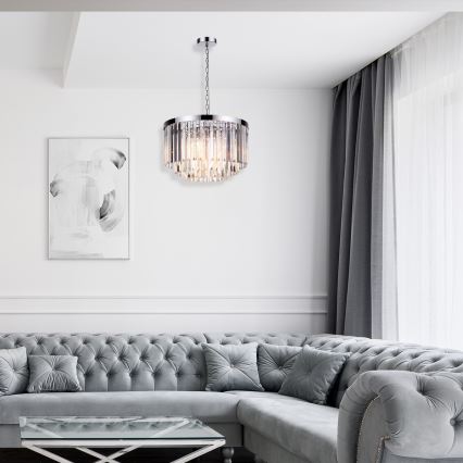 Lustre à chaîne VETRO 5xE14/60W/230V chrome brillant