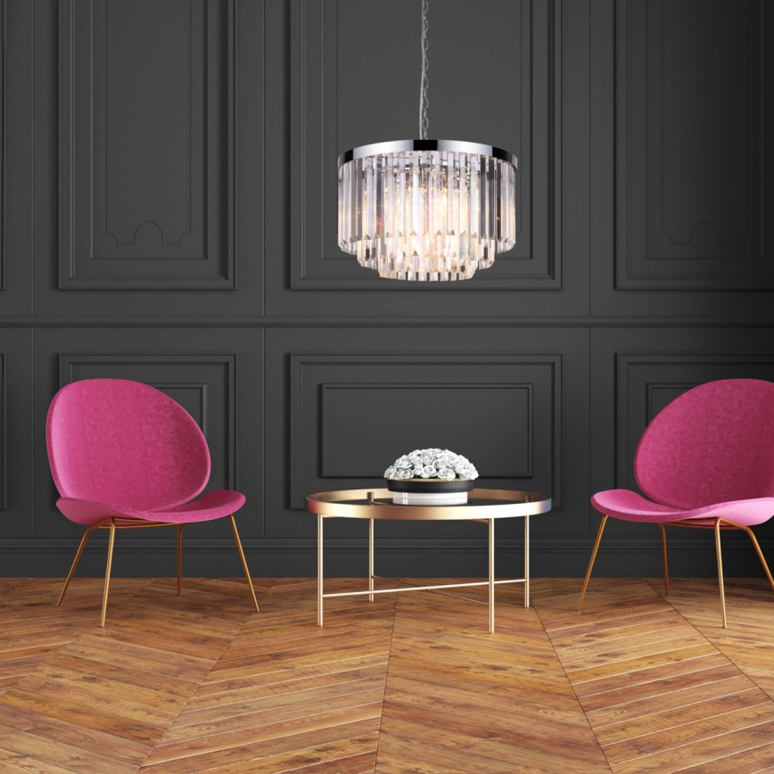 Lustre à chaîne VETRO 5xE14/60W/230V chrome brillant