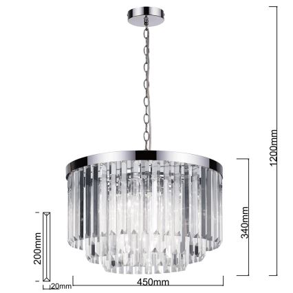 Lustre à chaîne VETRO 5xE14/60W/230V chrome brillant
