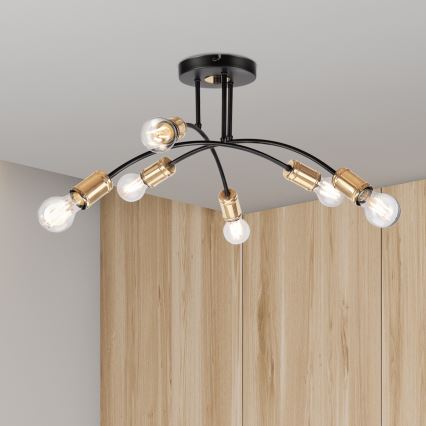 Lustre à montage en saillie ANYA 6xE27/15W/230V noir/doré