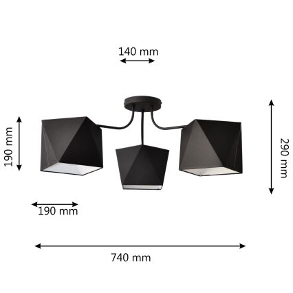 Lustre ADAMANT 3xE27/15W/230V noir