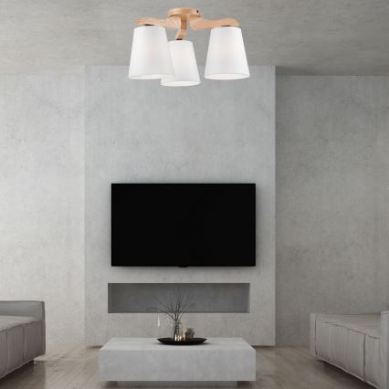 Lustre ANDREA 3×E27/60W/230V chêne/blanc