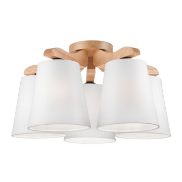 Lustre ANDREA 5×E27/60W/230V chêne/blanc