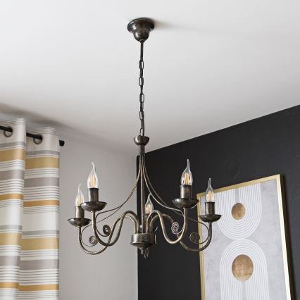 Lustre avec chaîne DONATO 5xE14/40W/230V