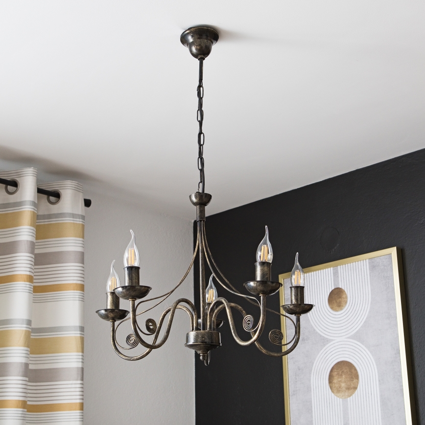 Lustre avec chaîne DONATO 5xE14/40W/230V
