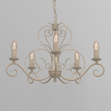 Lustre avec chaîne MAURO 5xE14/15W/230V beige