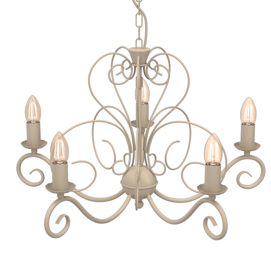 Lustre avec chaîne MAURO 5xE14/15W/230V beige