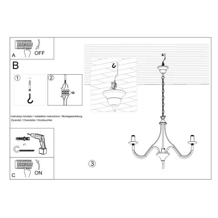 Lustre avec chaîne MINERWA 3 3xE14/40W/230V blanc